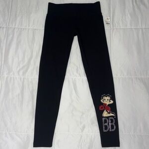 NWT Universal Studios Black Betty Boop leggings with rhinestone logo